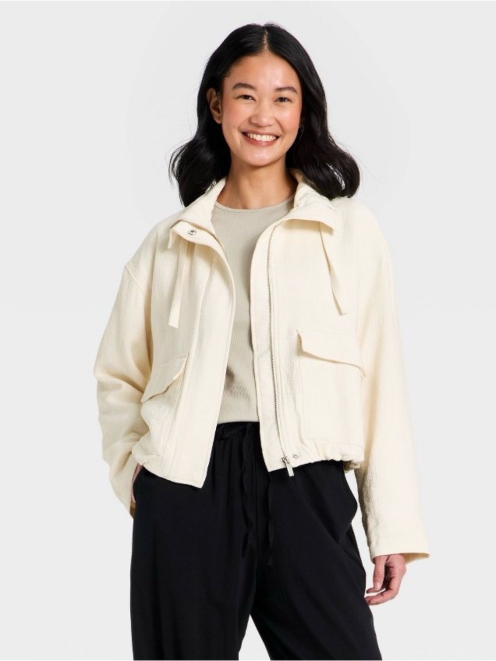 Target - A New Day - Women's Full Zipped Modern Gauze Jacket - White size L